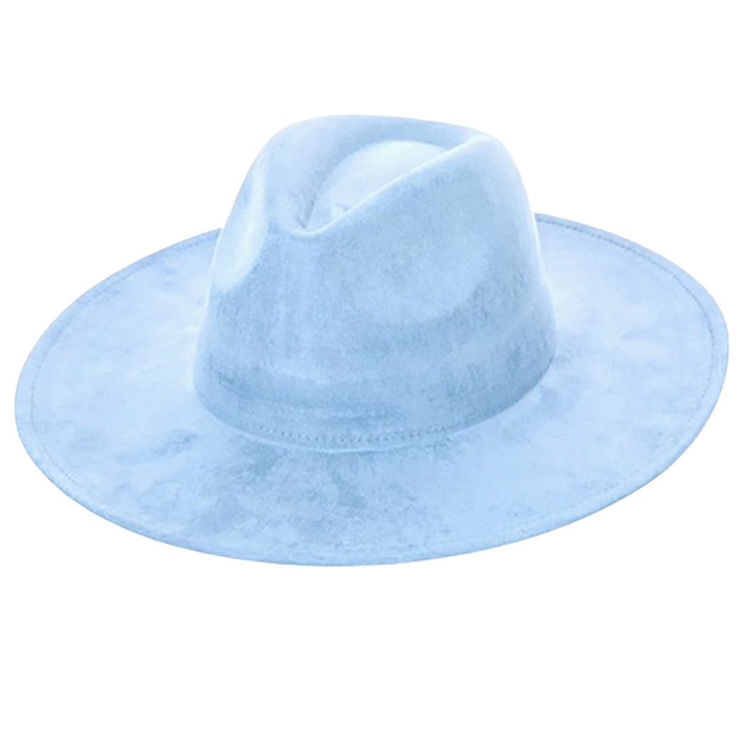 Vegan Suede Cowboy Hat - Flat Brim, Adjustable Fit: Brown