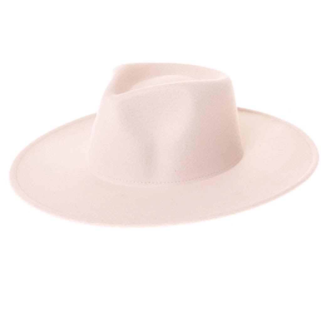 Vegan Felt Rancher Fedora Hat with Wide Brim: Mint