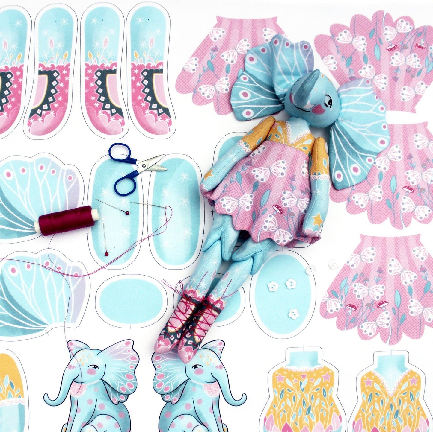 DIY Dolly Kit - Esme the Elephant Doll