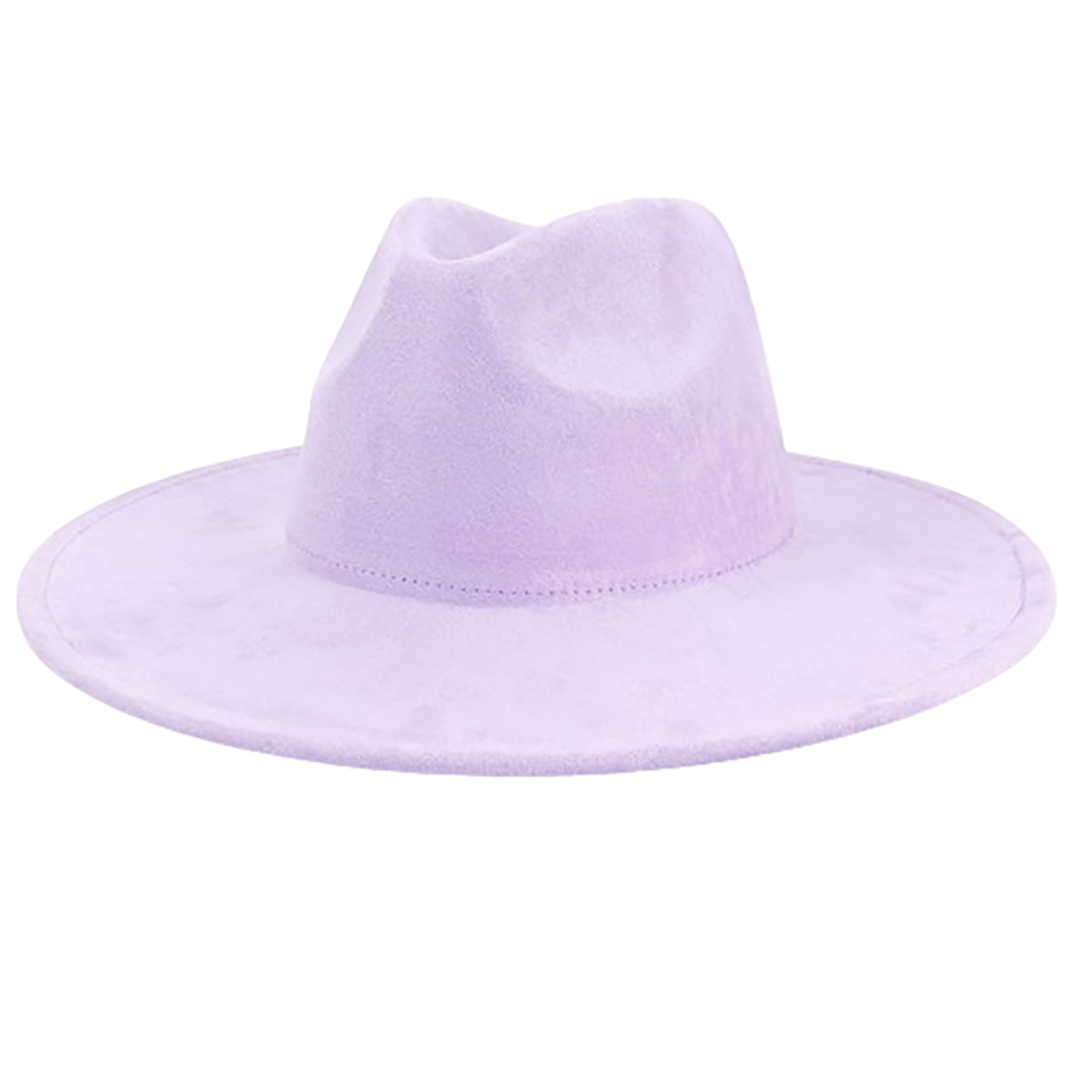 Vegan Suede Cowboy Hat - Flat Brim, Adjustable Fit: Brown