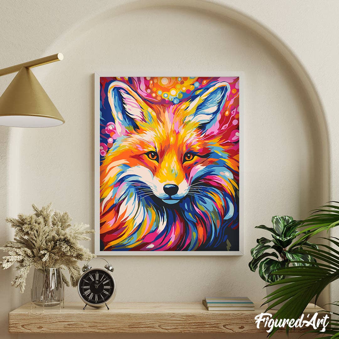 Paint by Numbers rolled - Colorful Abstract Fox: Without frame / 16"x20"