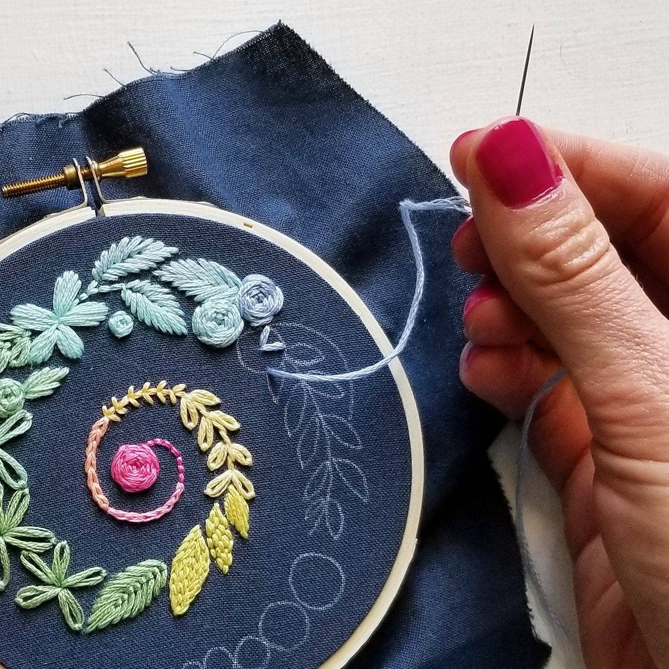 Spiral Sampler Beginner Embroidery Kit: Navy