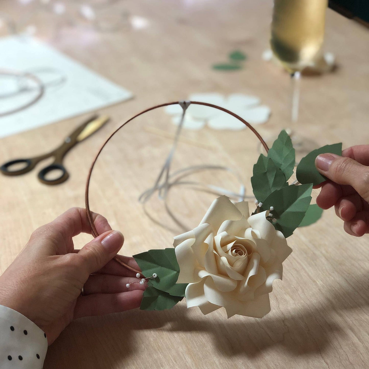 Paper Flower Craft Kit - Rose Wreath