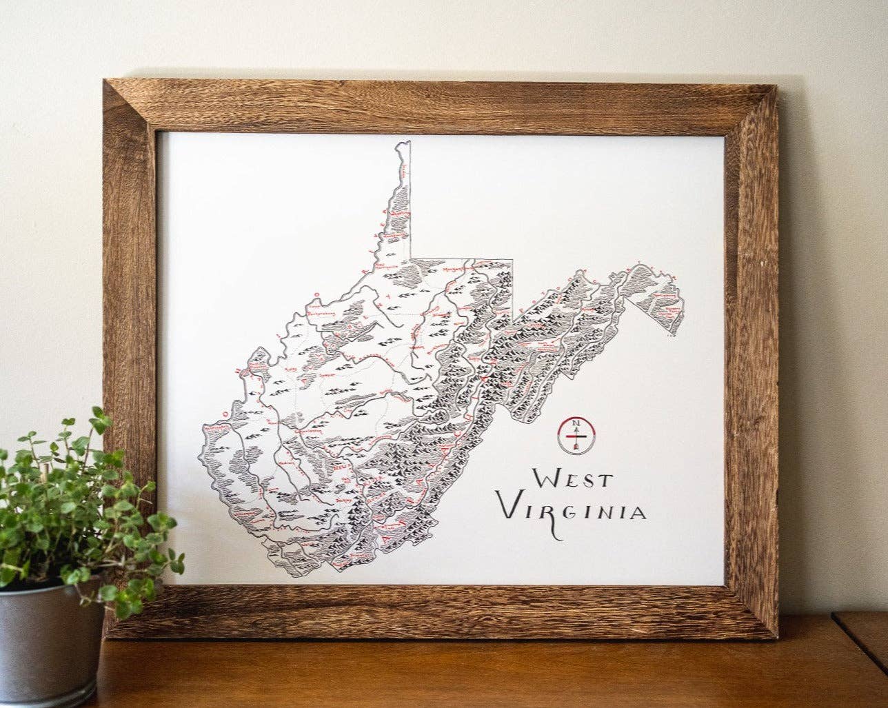 West Virginia Map: Aged-Look / NO (Not Framed) / 12X16