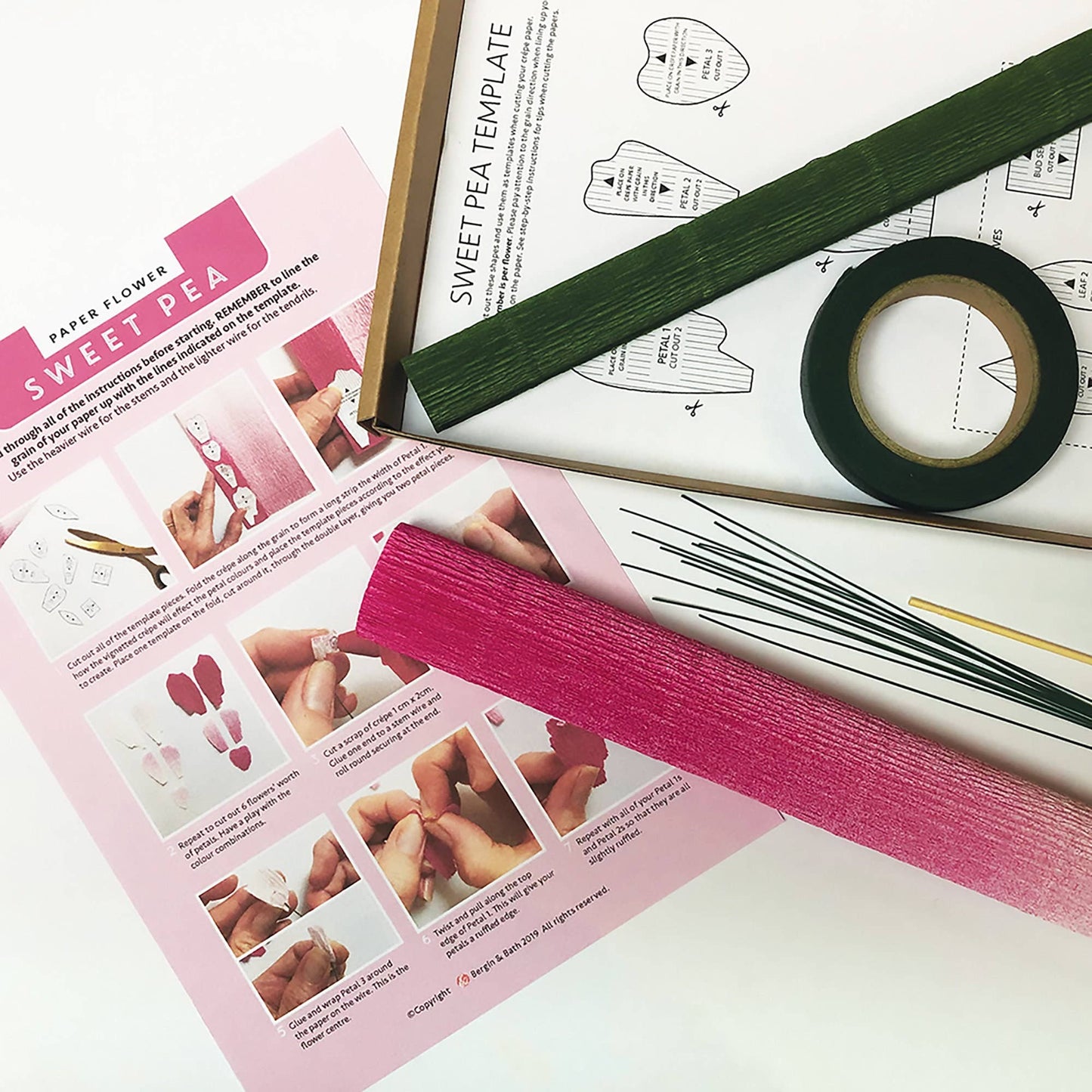 Paper Flower Kit Sweet Peas, Paper Craft Project For Beginne
