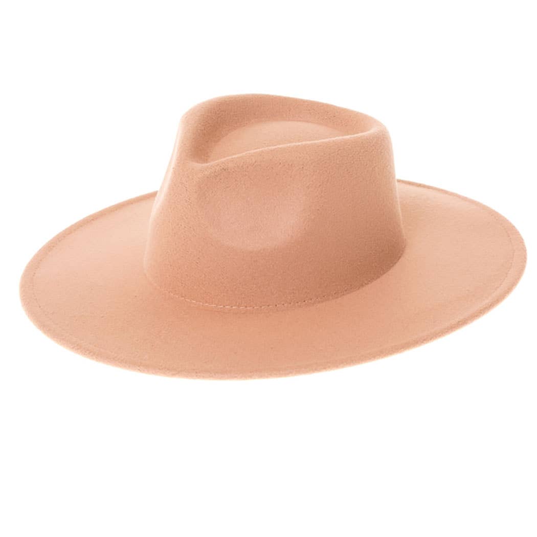 Vegan Felt Rancher Fedora Hat with Wide Brim: Mint