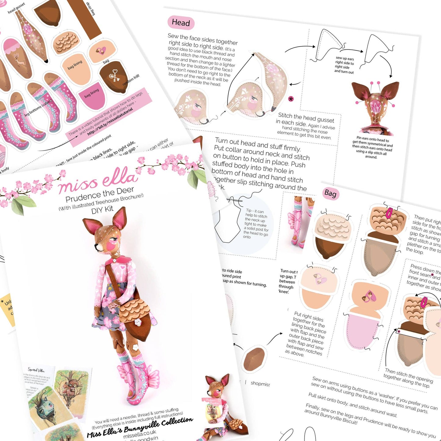 DIY Dolly Kit - Prudence the Deer + 12 page Mini Treehouse