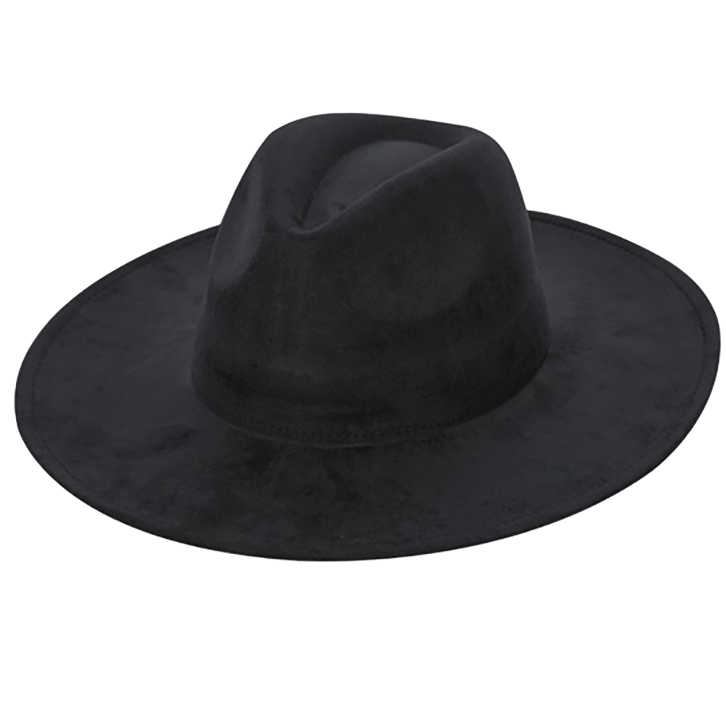 Vegan Suede Cowboy Hat - Flat Brim, Adjustable Fit: Stone