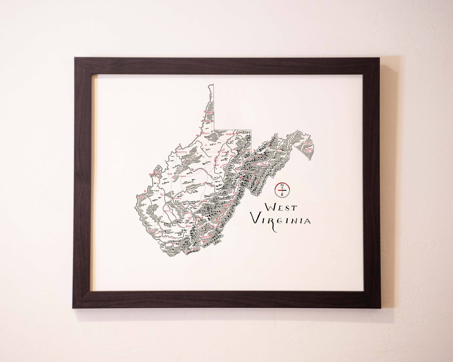 West Virginia Map: Aged-Look / NO (Not Framed) / 12X16