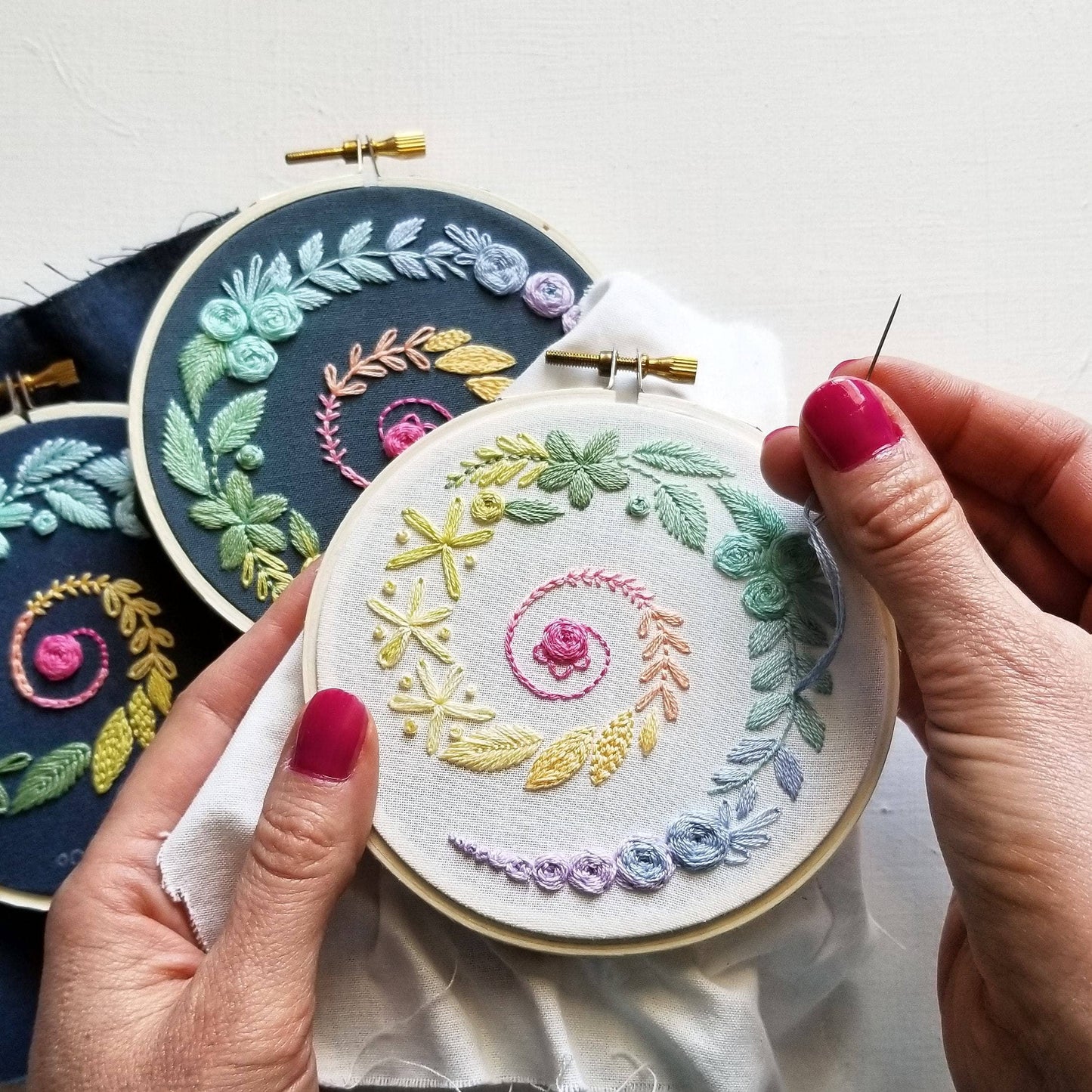 Spiral Sampler Beginner Embroidery Kit: Navy