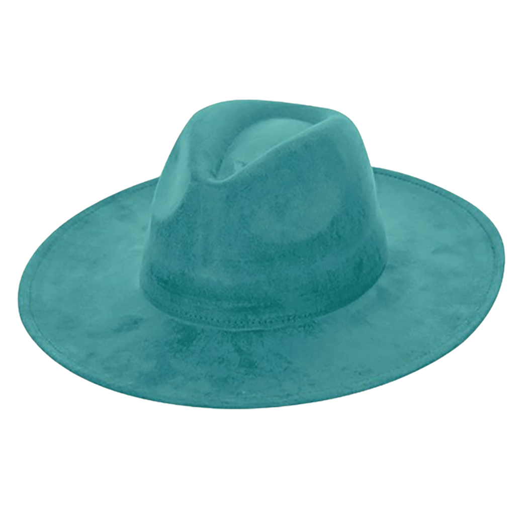 Vegan Suede Cowboy Hat - Flat Brim, Adjustable Fit: Brown