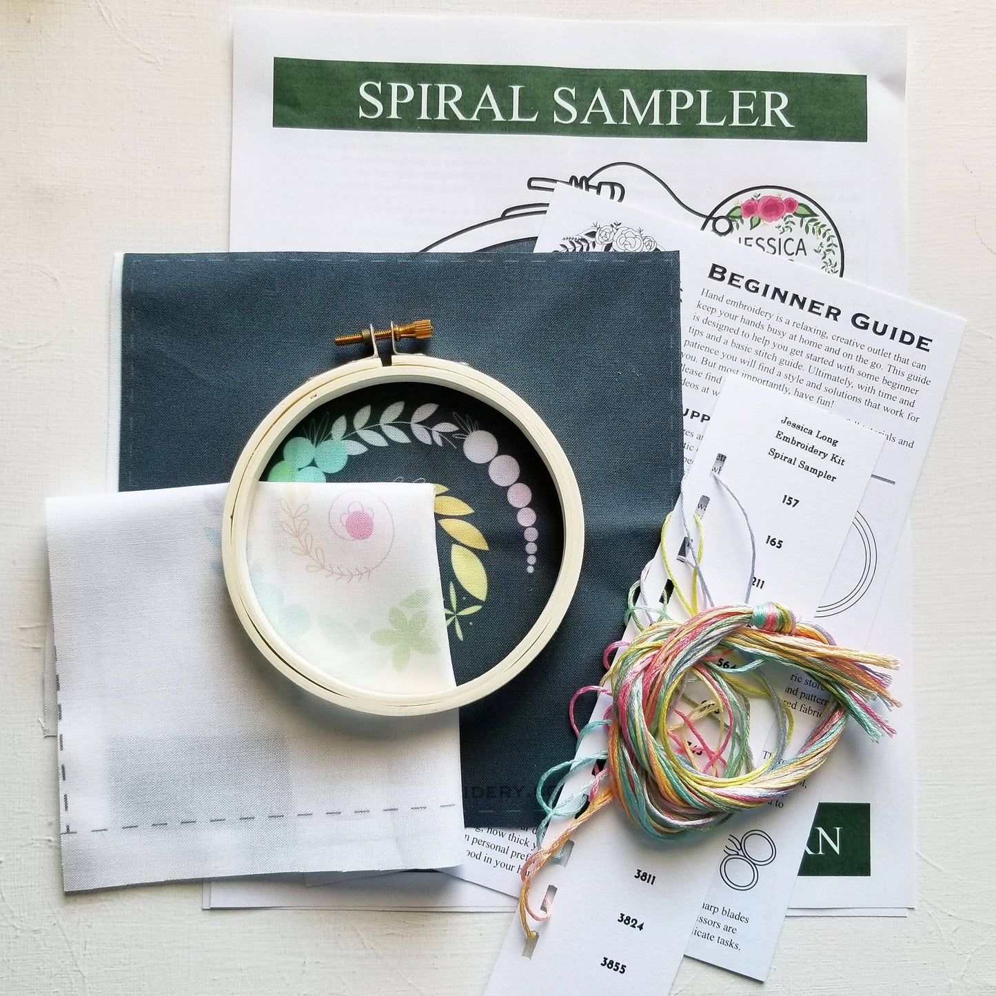 Spiral Sampler Beginner Embroidery Kit: Navy