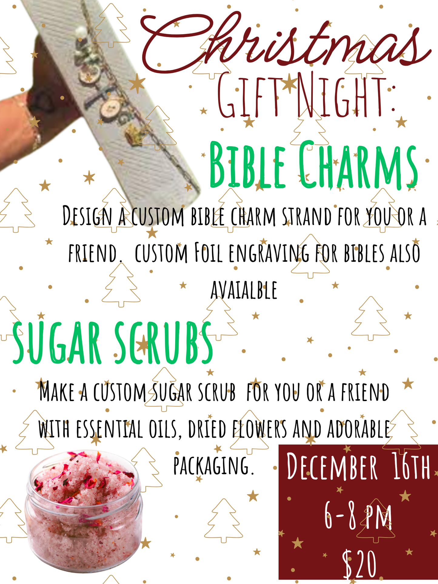 Christmas Craft Night: Sugar Scrubs and Bible Charms