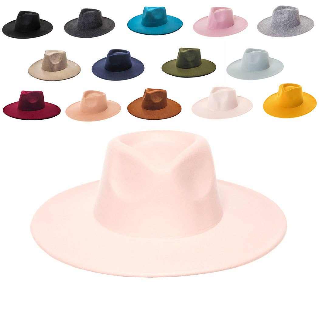 Vegan Felt Rancher Fedora Hat with Wide Brim: Mint