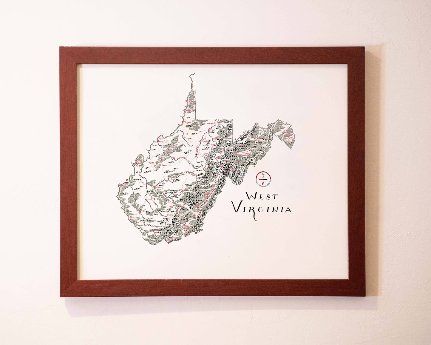 West Virginia Map: Aged-Look / NO (Not Framed) / 12X16