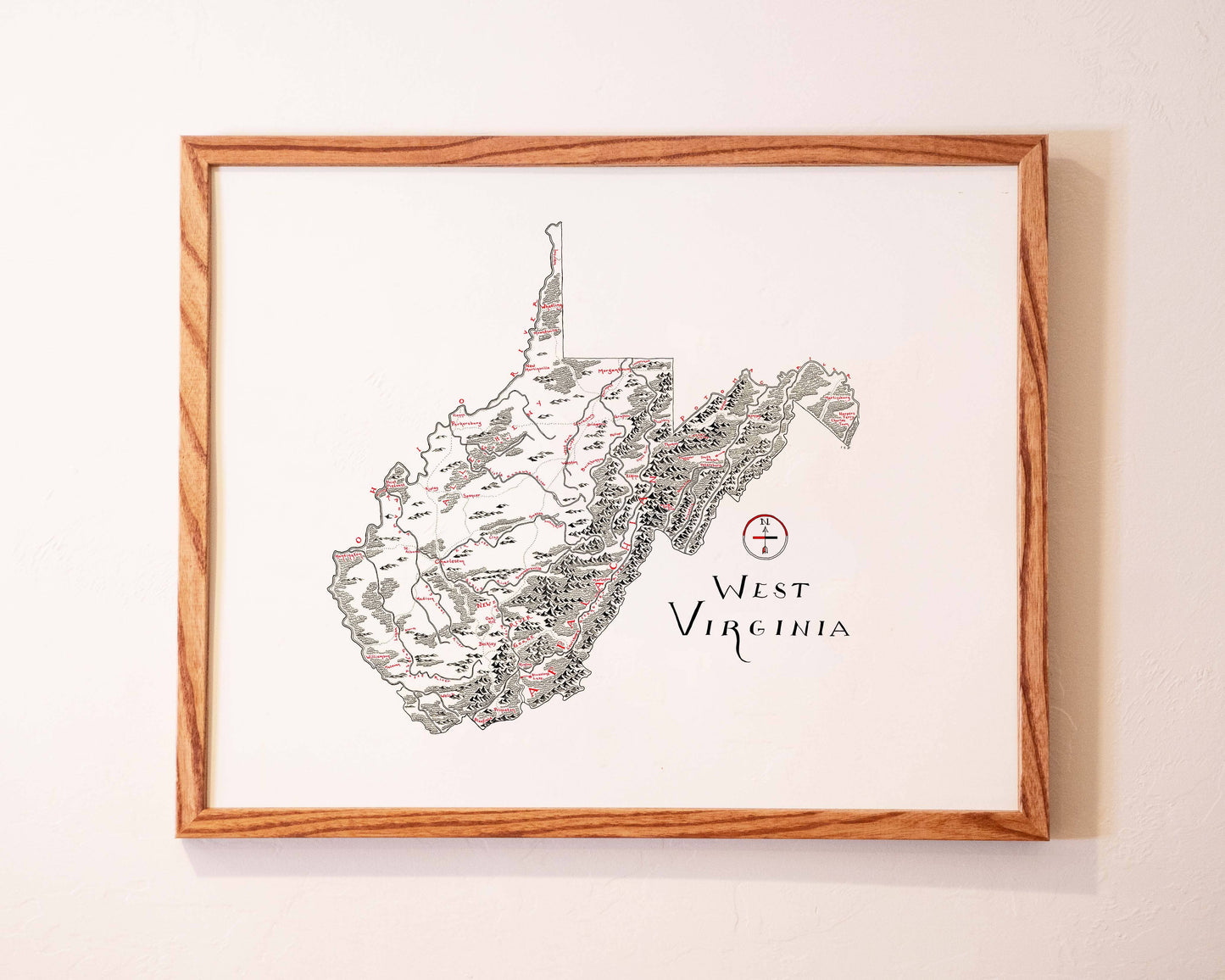 West Virginia Map: Aged-Look / NO (Not Framed) / 12X16