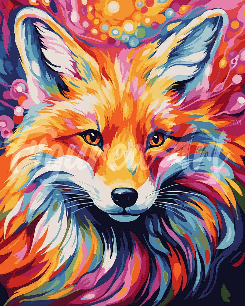 Paint by Numbers rolled - Colorful Abstract Fox: Without frame / 16"x20"