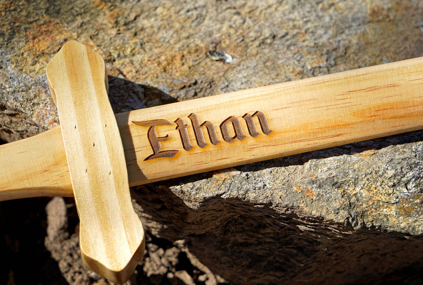 Sturdy Wooden Sword with Leather Wrapped Handle