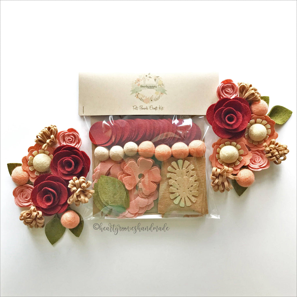 Felt Flower Wreath Craft Kit | Crimson Blush