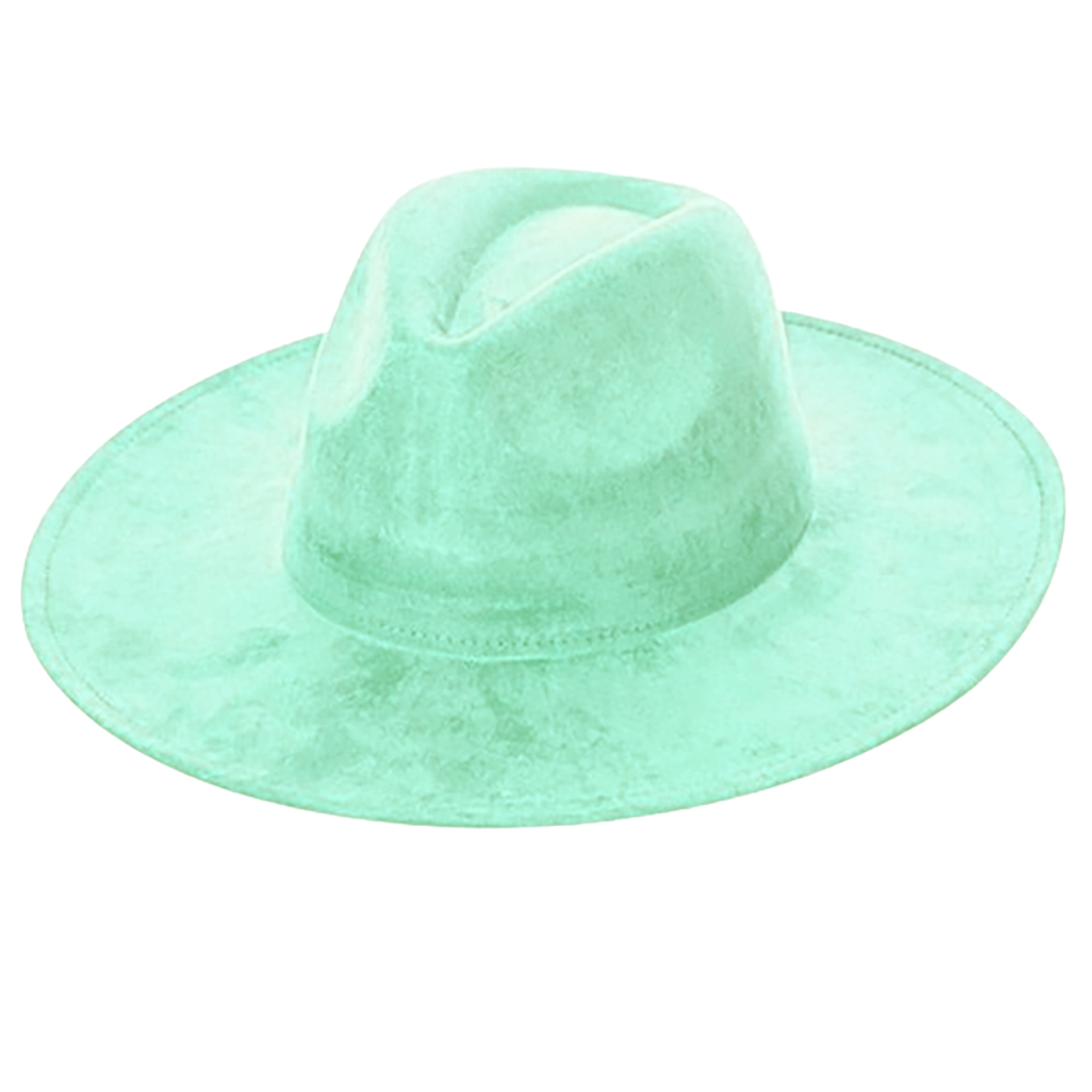Vegan Suede Cowboy Hat - Flat Brim, Adjustable Fit: Brown