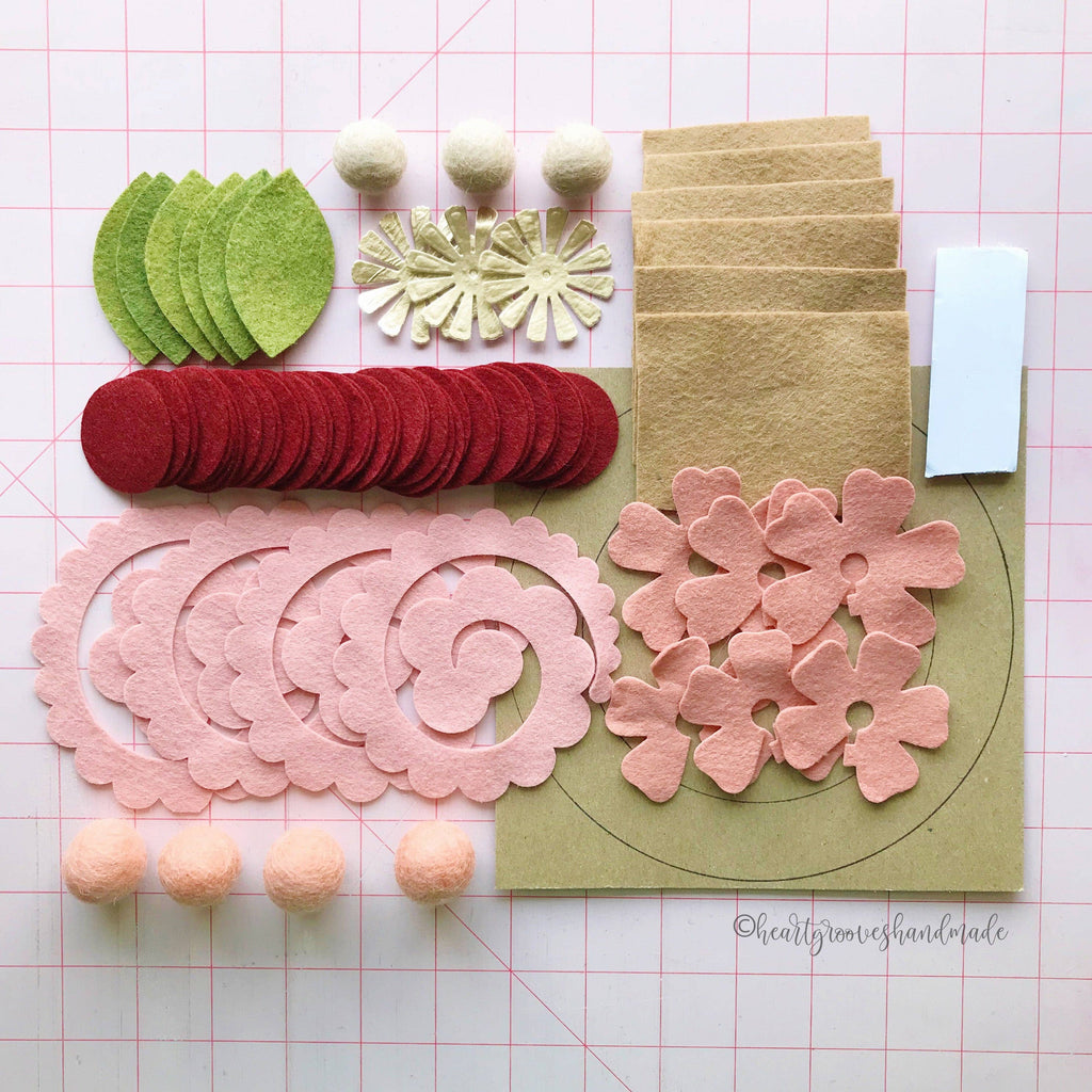 Felt Flower Wreath Craft Kit | Crimson Blush