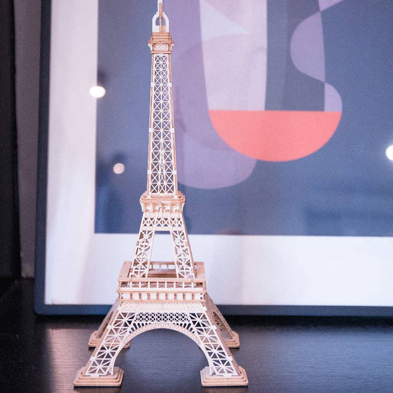 3D Laser Cut Wooden Puzzle: Eiffel Tower