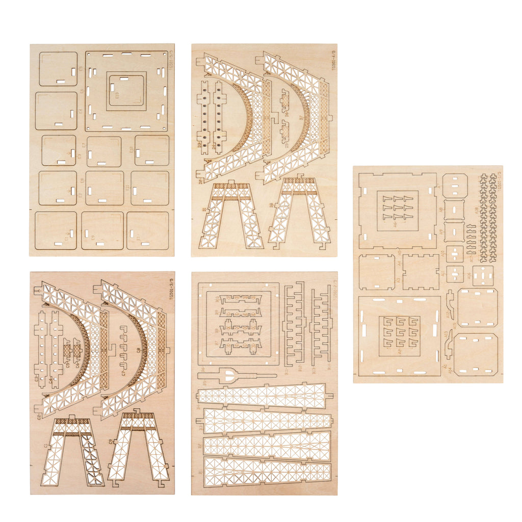 3D Laser Cut Wooden Puzzle: Eiffel Tower