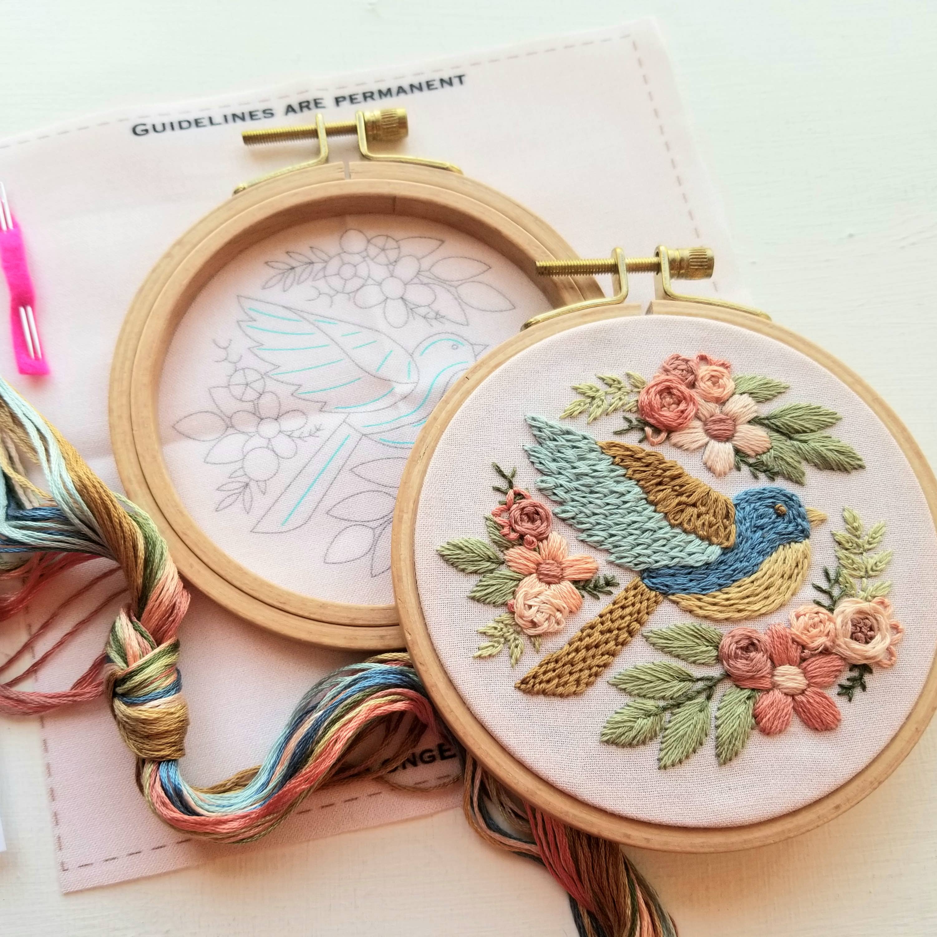 Bluebird Sampler beginner hand embroidery kit