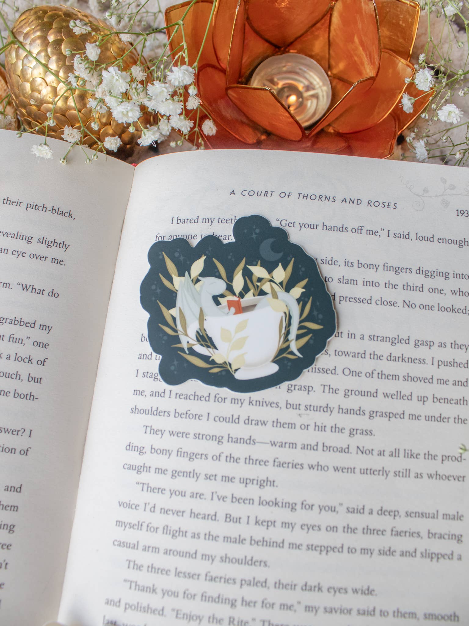 Book Dragon in a Tea Cup Waterproof Vinyl Sticker