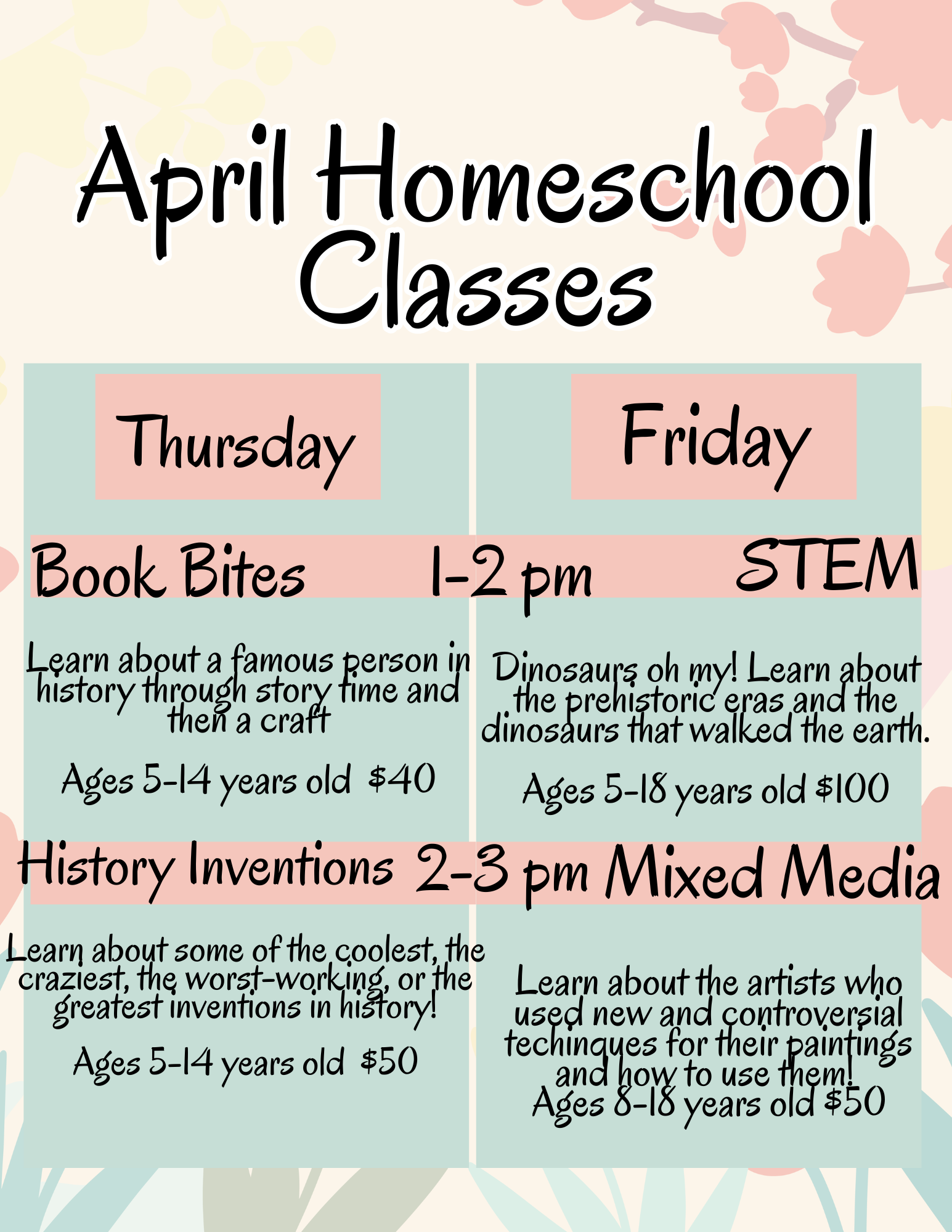 April Homeschool Schools