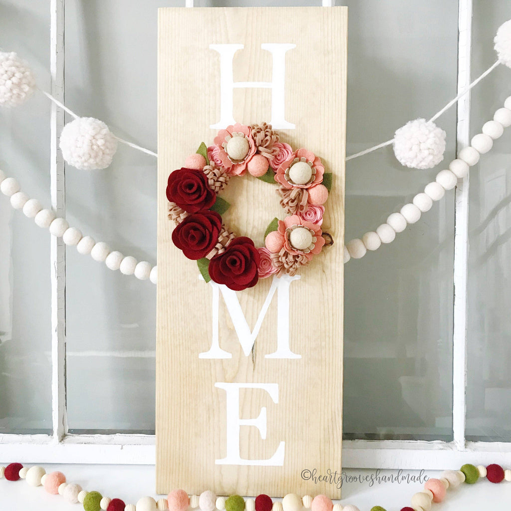 Felt Flower Wreath Craft Kit | Crimson Blush