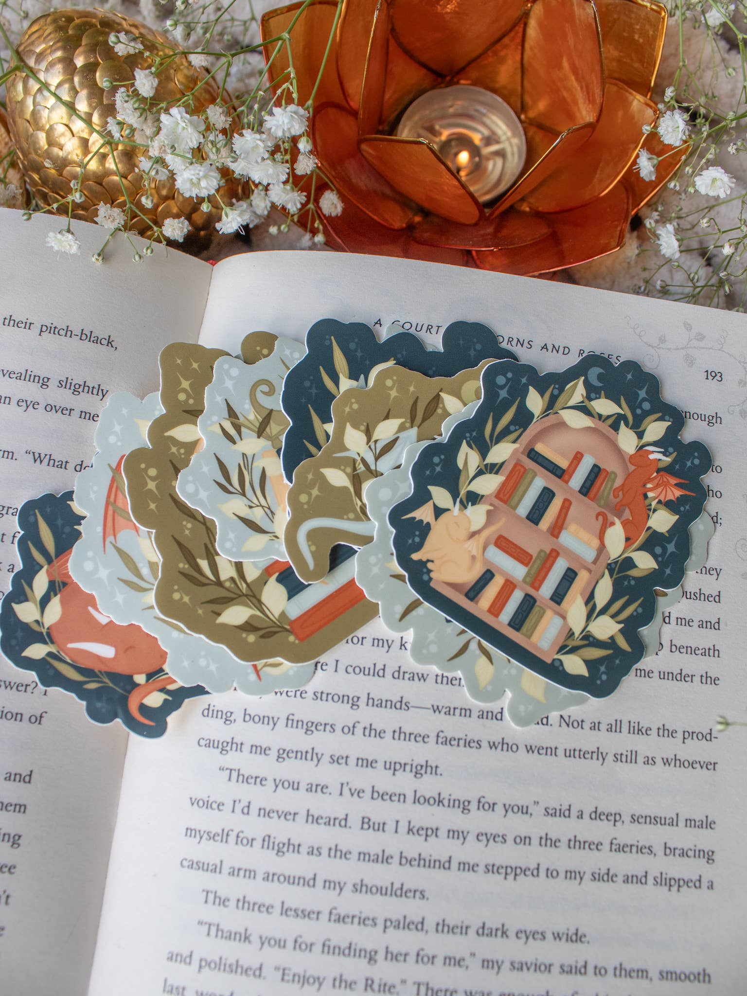 Book Dragon in a Tea Cup Waterproof Vinyl Sticker