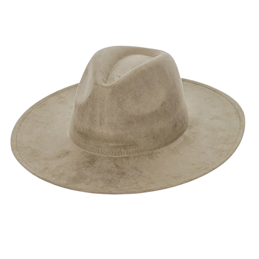 Vegan Suede Cowboy Hat - Flat Brim, Adjustable Fit: Brown