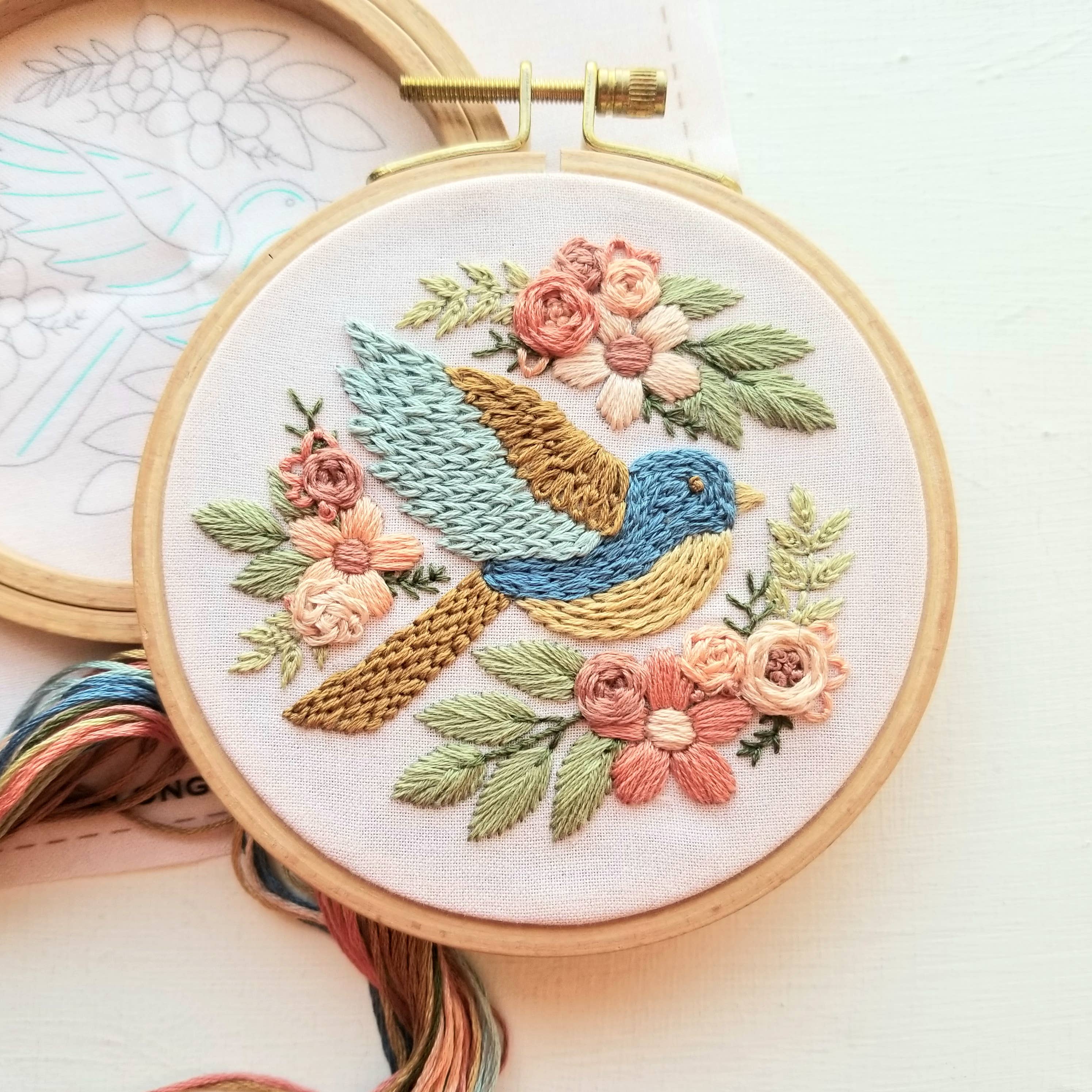 Bluebird Sampler beginner hand embroidery kit